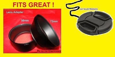 58/72mm LENS ADAPTER+CAP For FUJI S2950 S2990 FINEPIX