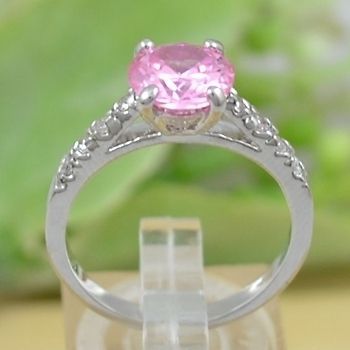 Fashion jewelry 2ct CZ Unique Pink Round Crystal Promise Wedding