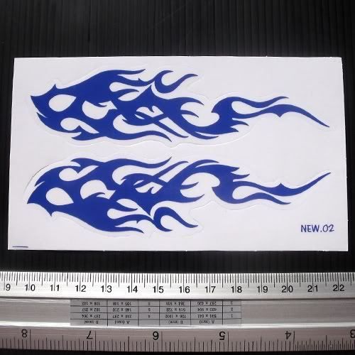 Blue Flame Bike Motor Cycles Decal Sticker 13x7.5cm.