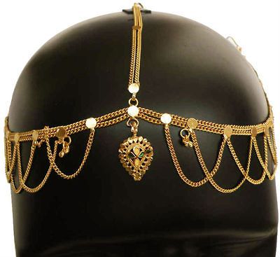 INDIAN BELLY.DANCE JEWELRY GOLDPLATED BRIDAL MATHAPATTI TIKKA FOREHEAD