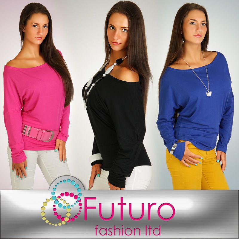 Sexy BAT Style Top ☼ Batwing Tunic Open Shoulder Sizes 8   18 FT965