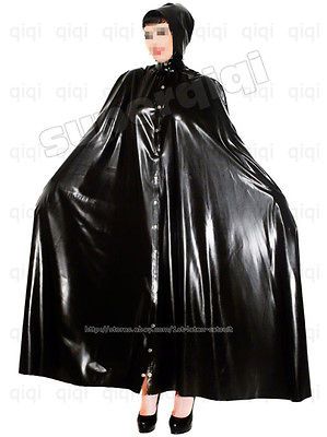 Latex rubber Robe 0.45mm dress catsuit suit cape hoody goth mantle