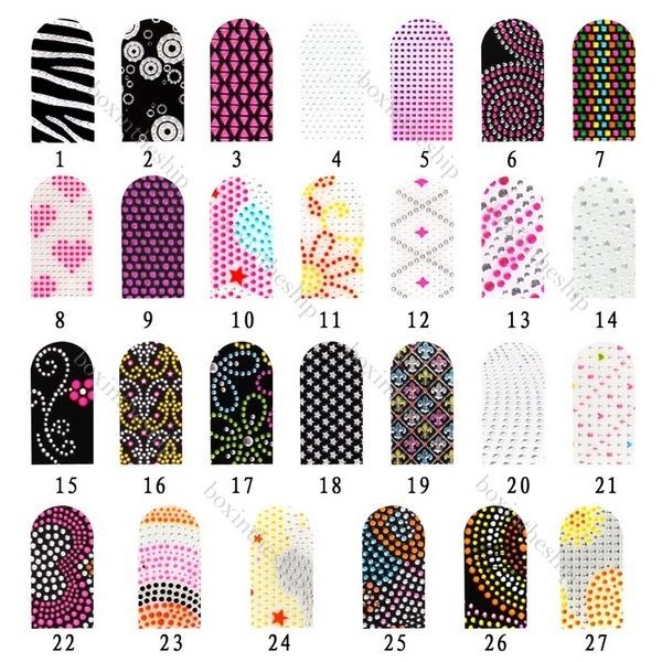 16pcs Bling 3D Nail Art Polish Glitter Foils Decal Stickers Tips Wraps