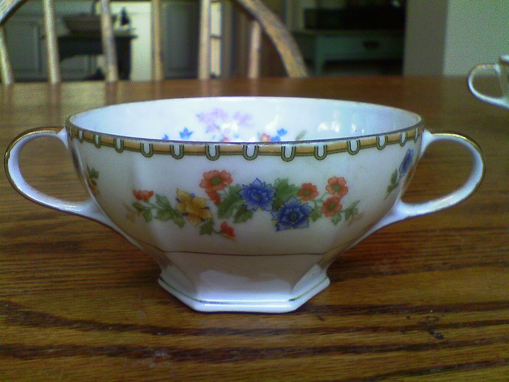 Vintage MZ Altrohlau CM R Czechoslovakia Boullion Cup 6 Sided Panel