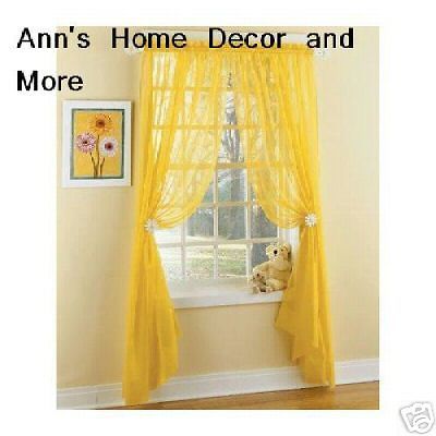 Calypso Bright Yellow Sheer Curtains Panels 63L Set