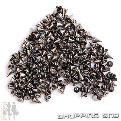 Lot 10mm 3/8 Black Cone Screw Metal Studs Leathercraft Rivet Bullet