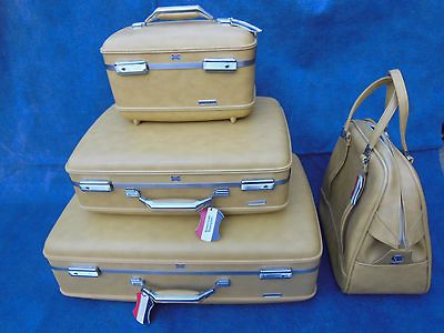 Vintage American Tourister Yellow Gold 4 Piece Luggage Set