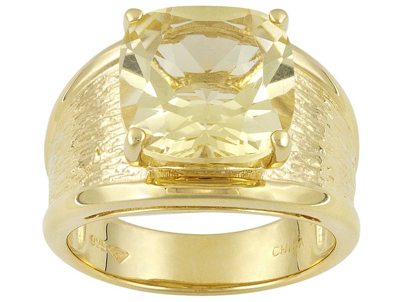 Shape Citrine 18k Yellow Gold Over .925 Sterling Silver Ring JTV