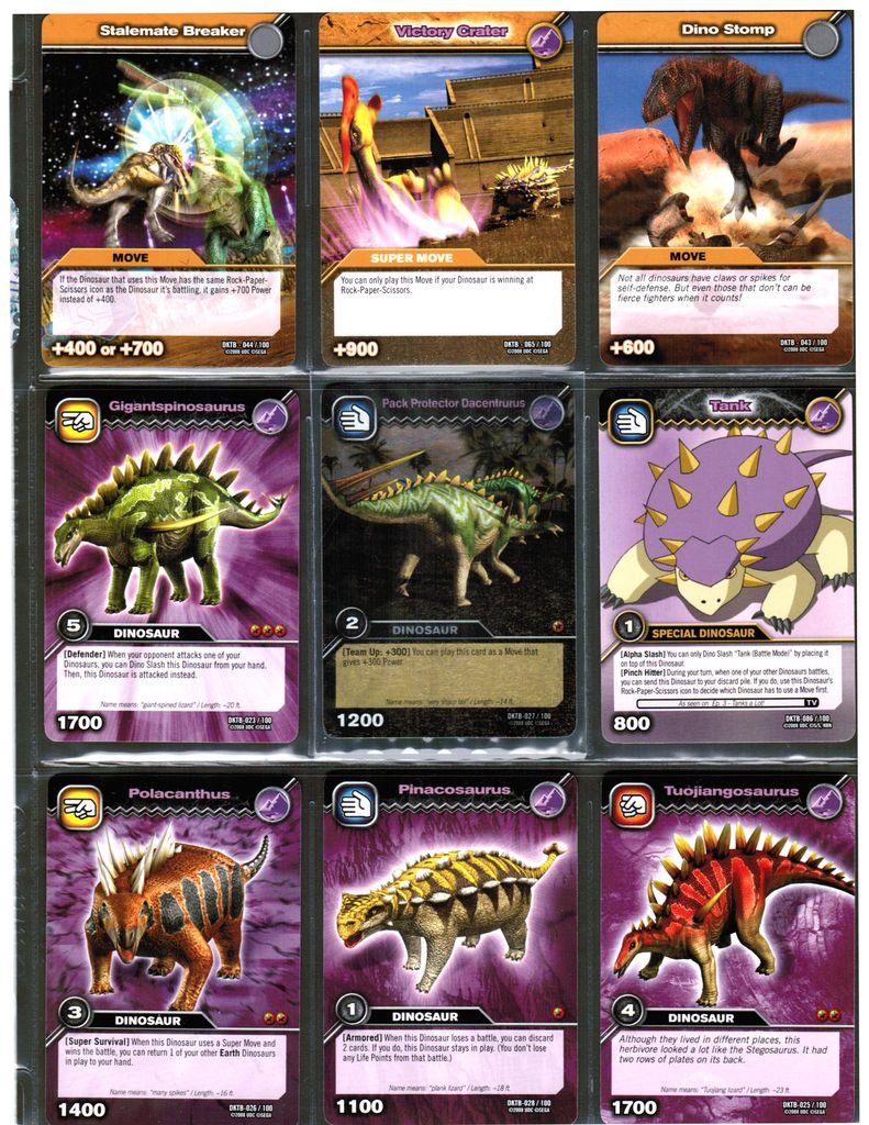 Page of 9 DINOSAUR KING UD TCG Card DKTB series. 