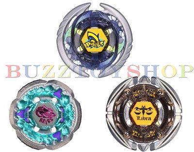 3pcs Takara Tomy Metal Fight BeyBlade Fusion R Aries T Pisces F Libra