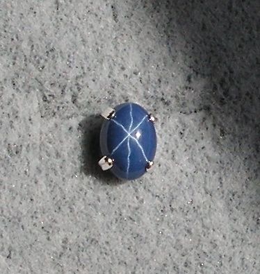 8X6MM LINDE LINDY BLUE STAR SAPPHIRE CREATED TIETACK SS