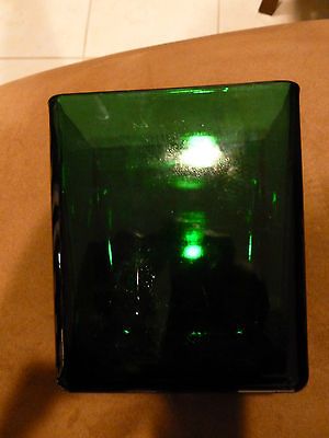 Vintage Napco Forest Green Rectangular Glass Vase   matches AH Charm