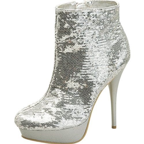 Platform Shinny Sequins Dress Ankle High High Stiletto Pump Booties