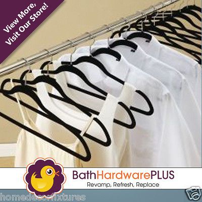 140) No Slip Soft Touch Velour Heavy Duty Space Saving Hangers Black