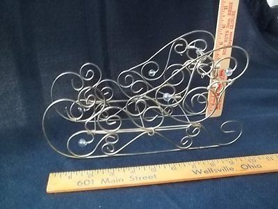 Vtg Christmas & Seasoal Table Decor Collapsible Metal Scroll Sleigh W