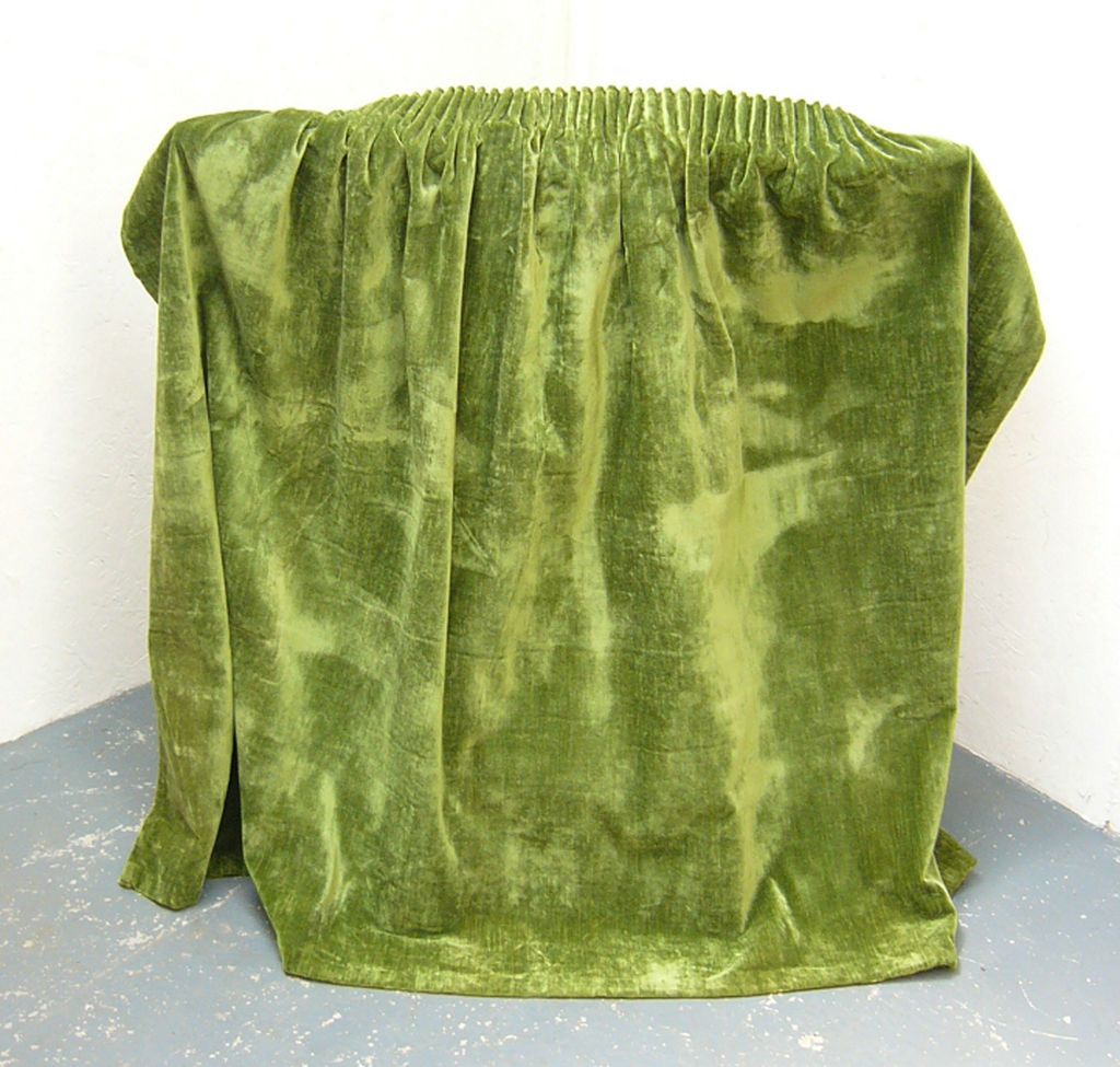 VINTAGE COUNTRY HOUSE SHAMROCK GREEN VELVET CURTAINS FREE UK POST (JJ