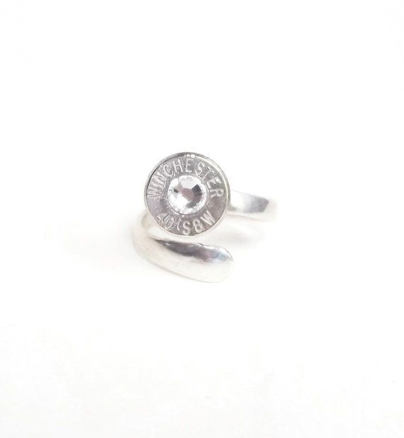 40 S&W Nickel Sterling Silver Adjustable Bullet Ring