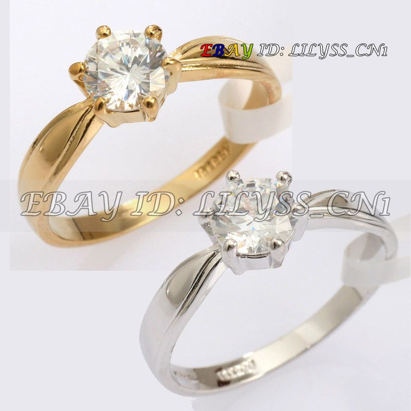 R023 0.7ct Prong Solitaire Engagement Wedding Ring 18K GP Use