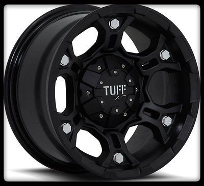 TUFF T03 BLACK RIMS / 35X12.50X15 BFGOODRICH T/A KM2 M/T TIRES WHEELS