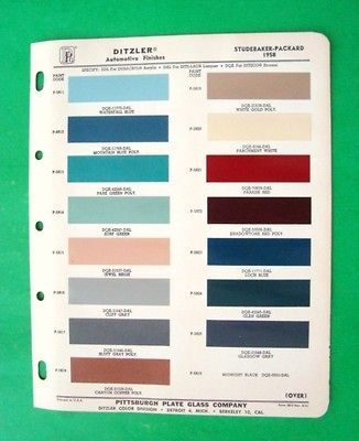 Original 1958 STUDEBAKER   PACKARD COLOR CHIPS Ditzler PPG 15 REAL