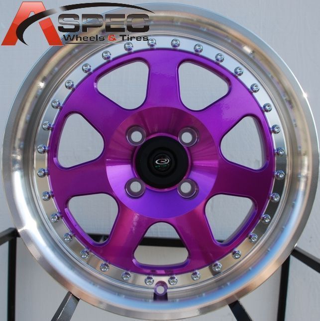 Wheels 4x100 Purple Rims ET40MM Fits 4 Lug Honda Fit 2007 2012