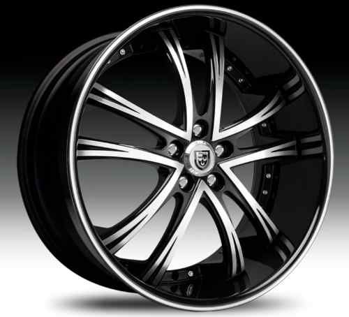 55 Staggered Wheel Set Black Machined Black Lip 22x11 22x9 Rims