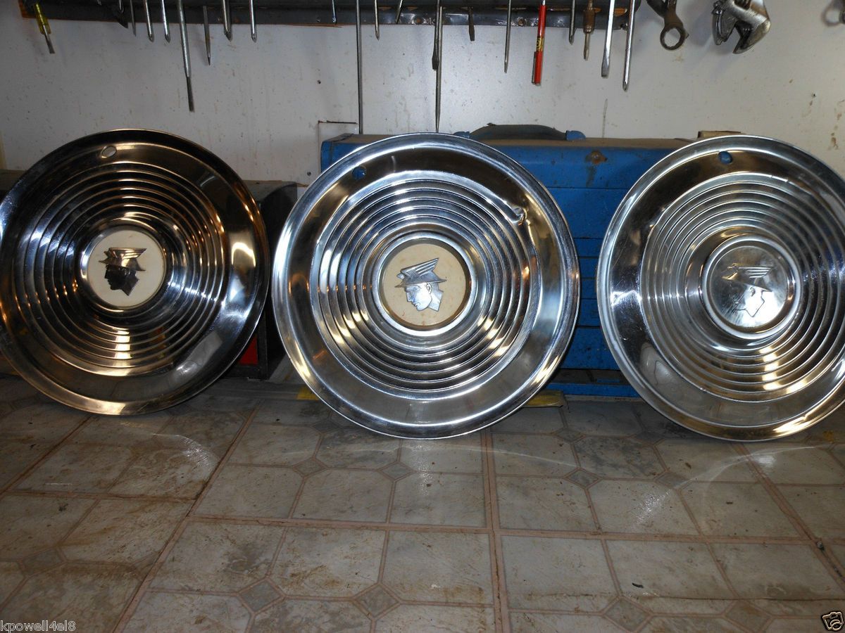 Vintage 50s Mercury full rim Hubcaps lot of three 49, 50 52 54 56 57