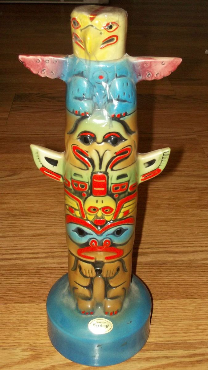 Ezra Brooks Totem Pole Liquor Decanter Chip Off Inside Rim on PopScreen