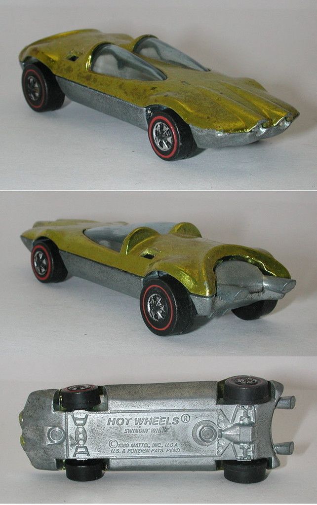 Redline Hotwheels 1969 Yellow Swingin Wing