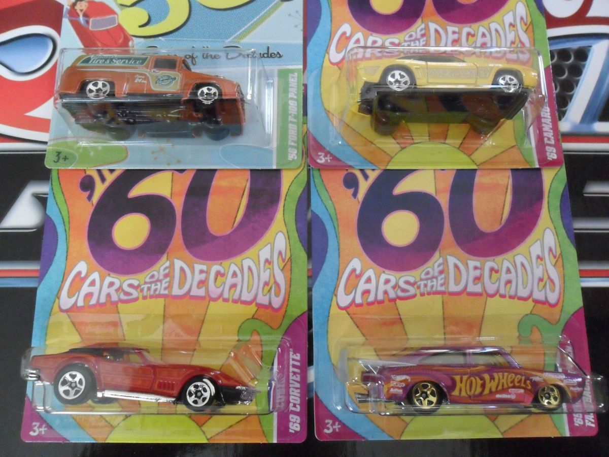 Hotwheels cars of the decades 69 corvette 69 camaro 65 vw 56 ford f