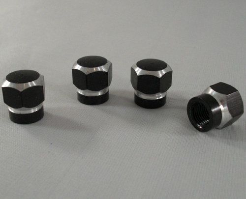  Black Silver Chrome Hex Tire Air Valve Stem Caps Car Truck ATV Rims