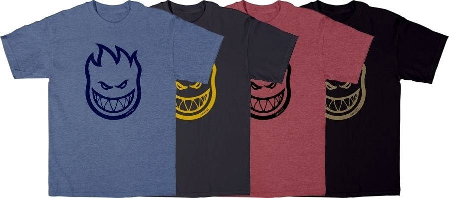 Spitfire Wheels Bighead Tee Black Blue Charcoal Red Cotton Skateboard