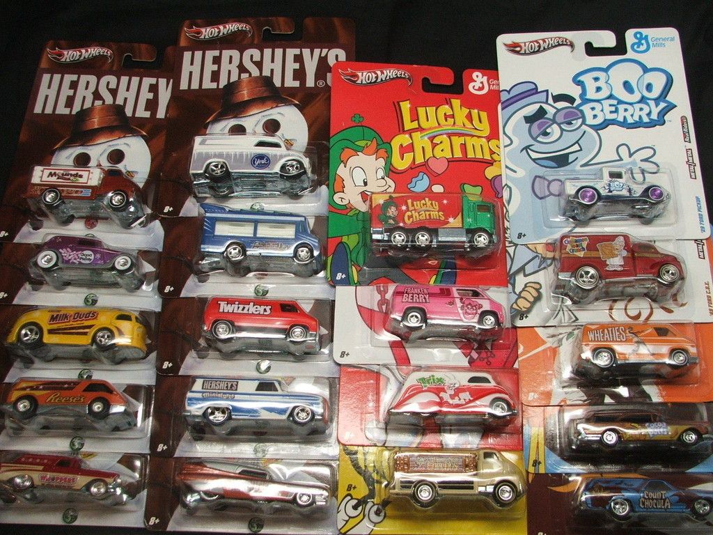 All 10 Hot Wheels Hersheys Nostalgia Cars + All 9 General Mills