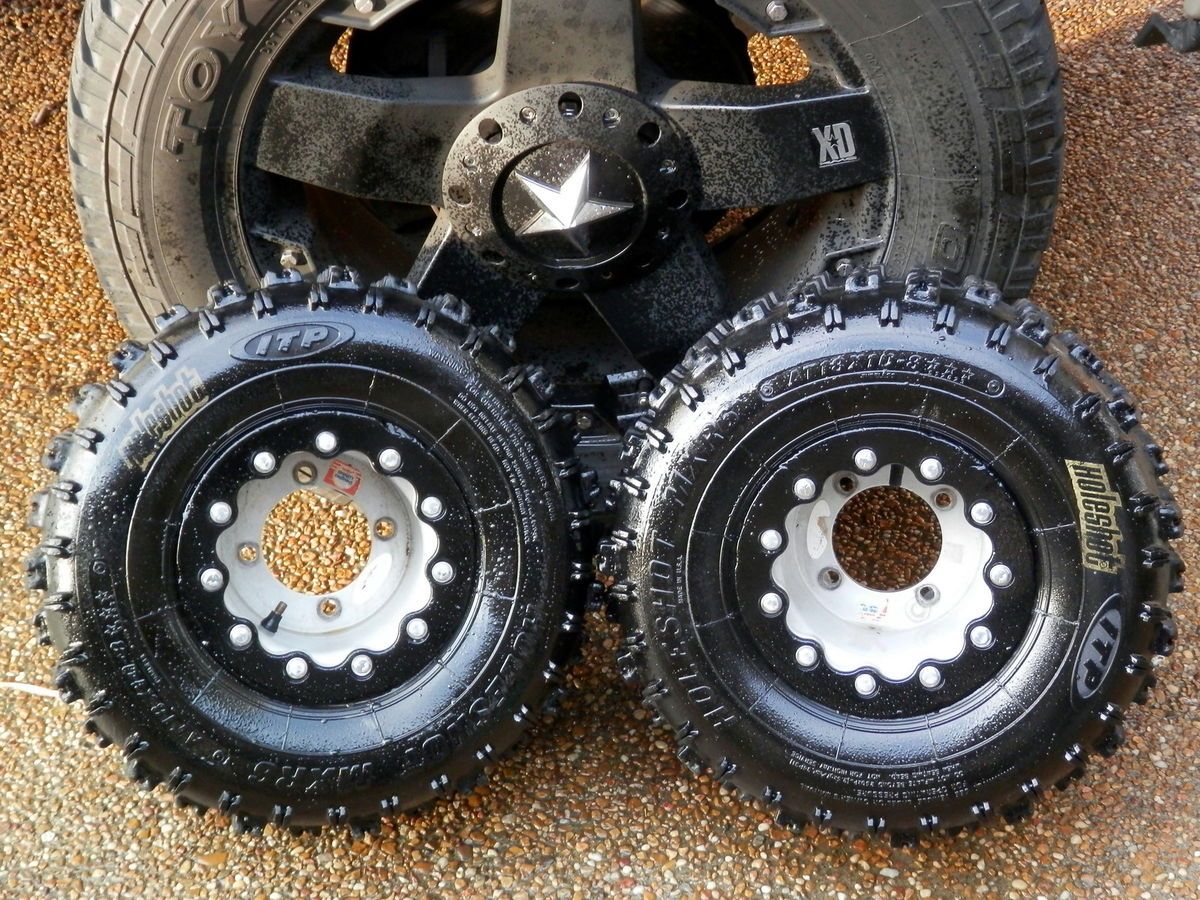 Beadlock Rear Wheels Holeshot MXR6 Tires YFZ450 Banshee 4 115