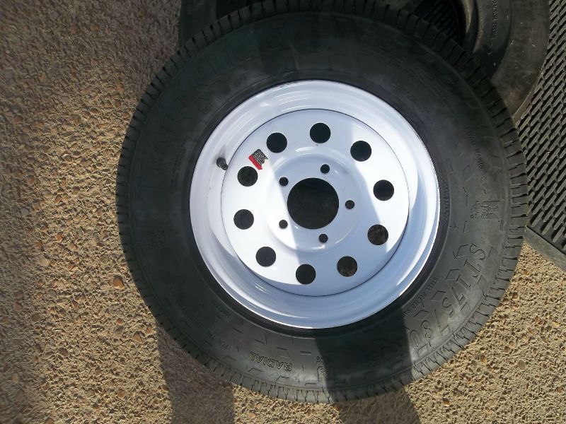 80R13 6 Ply Boat Trailer Tires with 5 Hole White Module Rims on PopScreen