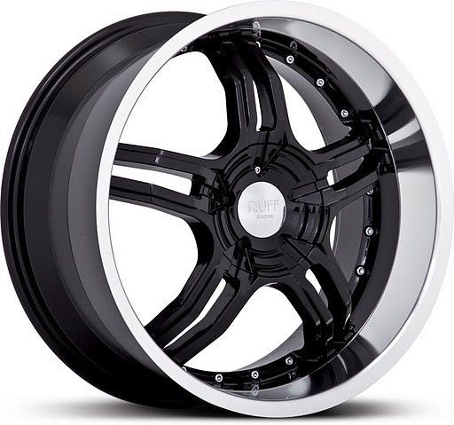 18 inch Ruff Racing 930 Staggered Black Wheels 5x4 5