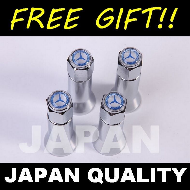 X4 Mercedes Benz Chrome Valve Stem Caps Free Sleeves W201 W202 W203