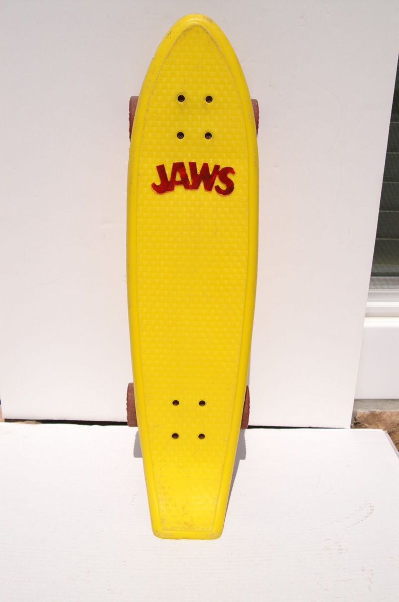  JAWS Vintage 1970s Kicktail Skateboard 24 Original Trucks Wheels EX