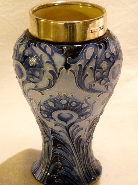 Moorcroft Florian Ware JAS MacIntyre Vase Silver Rim Restored